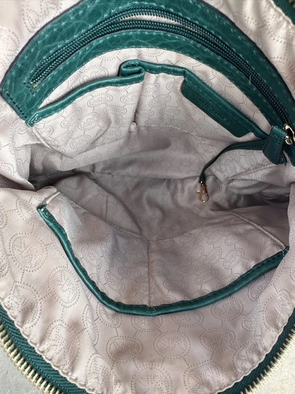 Michael Kors Uptown Astor Hunter Green Gold Studded Hobo/Shoulder Bag